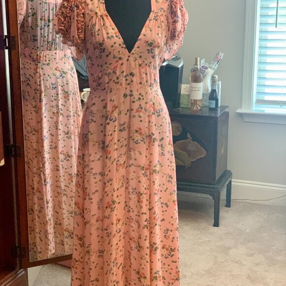 Love Shack Fancy Silk Clemence Dress, Size 6 - Picture 4 of 9